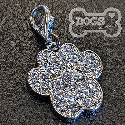 Paw Print Crystal Dog Charm (Clear or Pink)